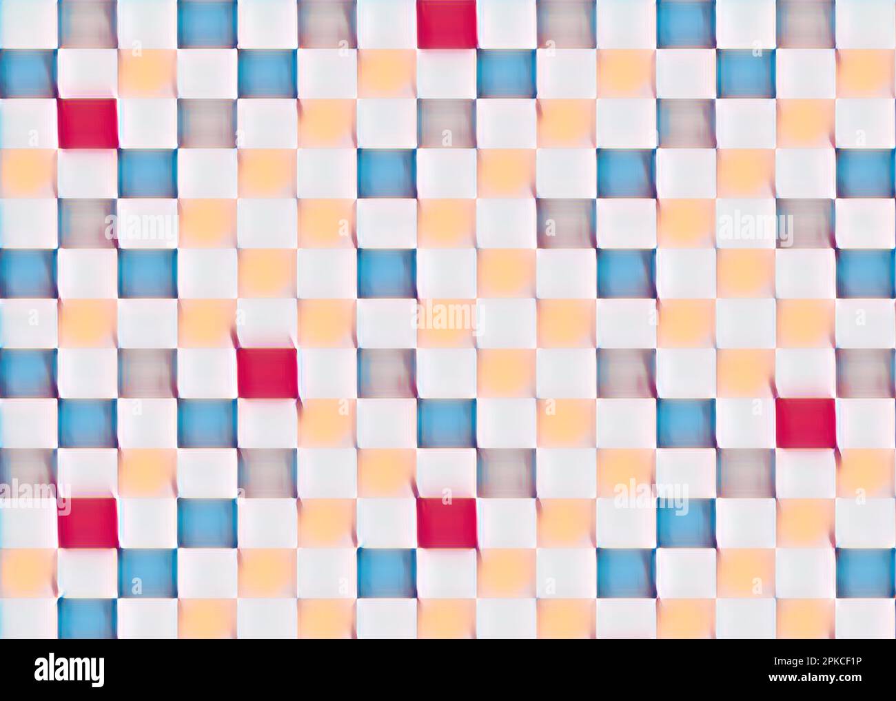 sfumature di blu giallo rosso in quadrati di sfondo astratto. Carta vecchia Foto Stock