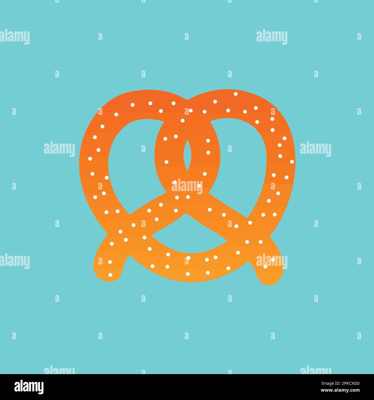 Icona piatta pretzel su sfondo teal. Illustrazione vettoriale, EPS 10. Illustrazione Vettoriale