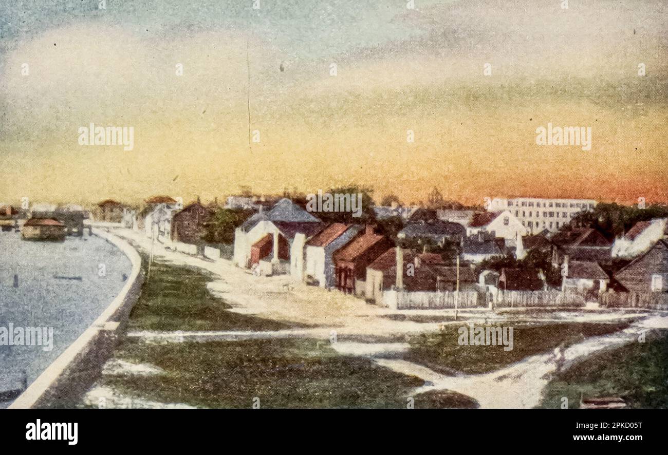 Old St Augustine (a colori) dipinto vintage del libro 'Florida, la terra dell'incanto' di Nevin otto Winter, 1869-1936 Data di pubblicazione 1918 Editore Boston, The Page Company della serie ' See America First ' Foto Stock