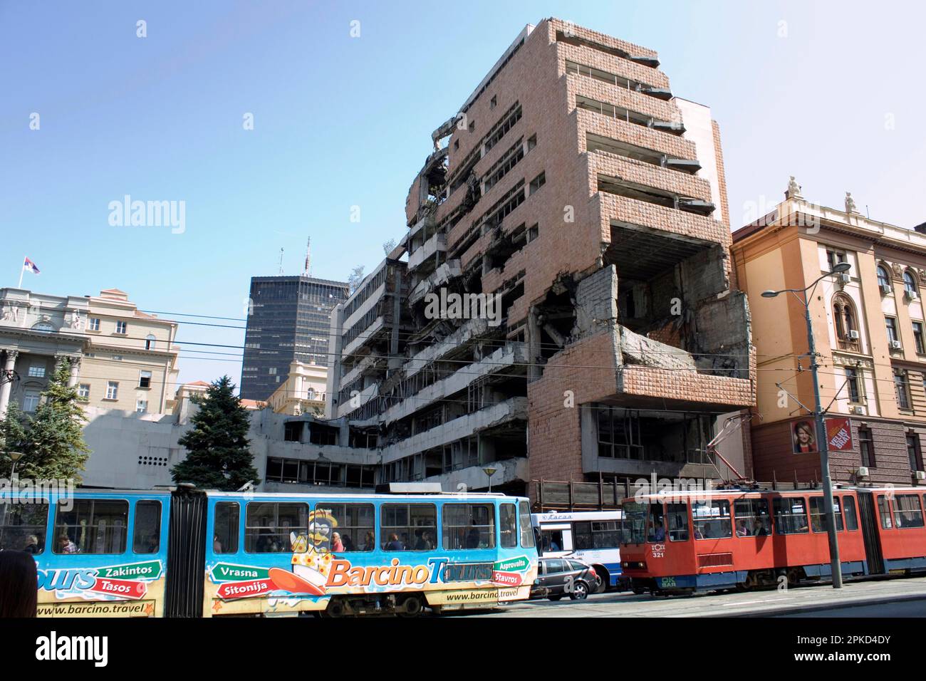 Ministero della Difesa, distrutto dagli attacchi della NATO, Belgrado, Serbia Foto Stock