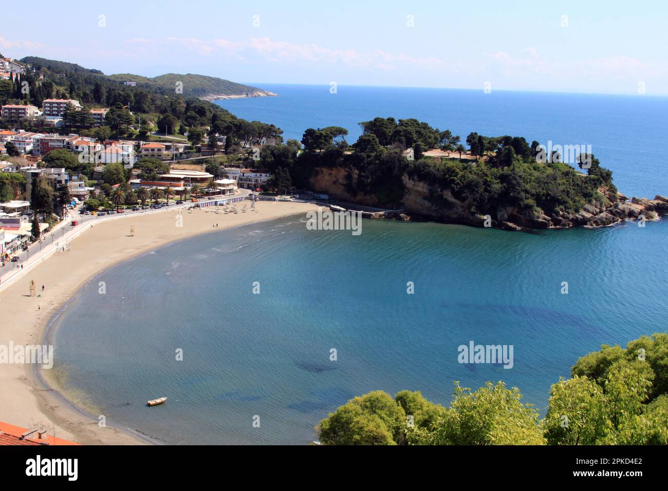 Ulcinj, Spiaggia, Costa Mediterranea, Montenegro Foto Stock
