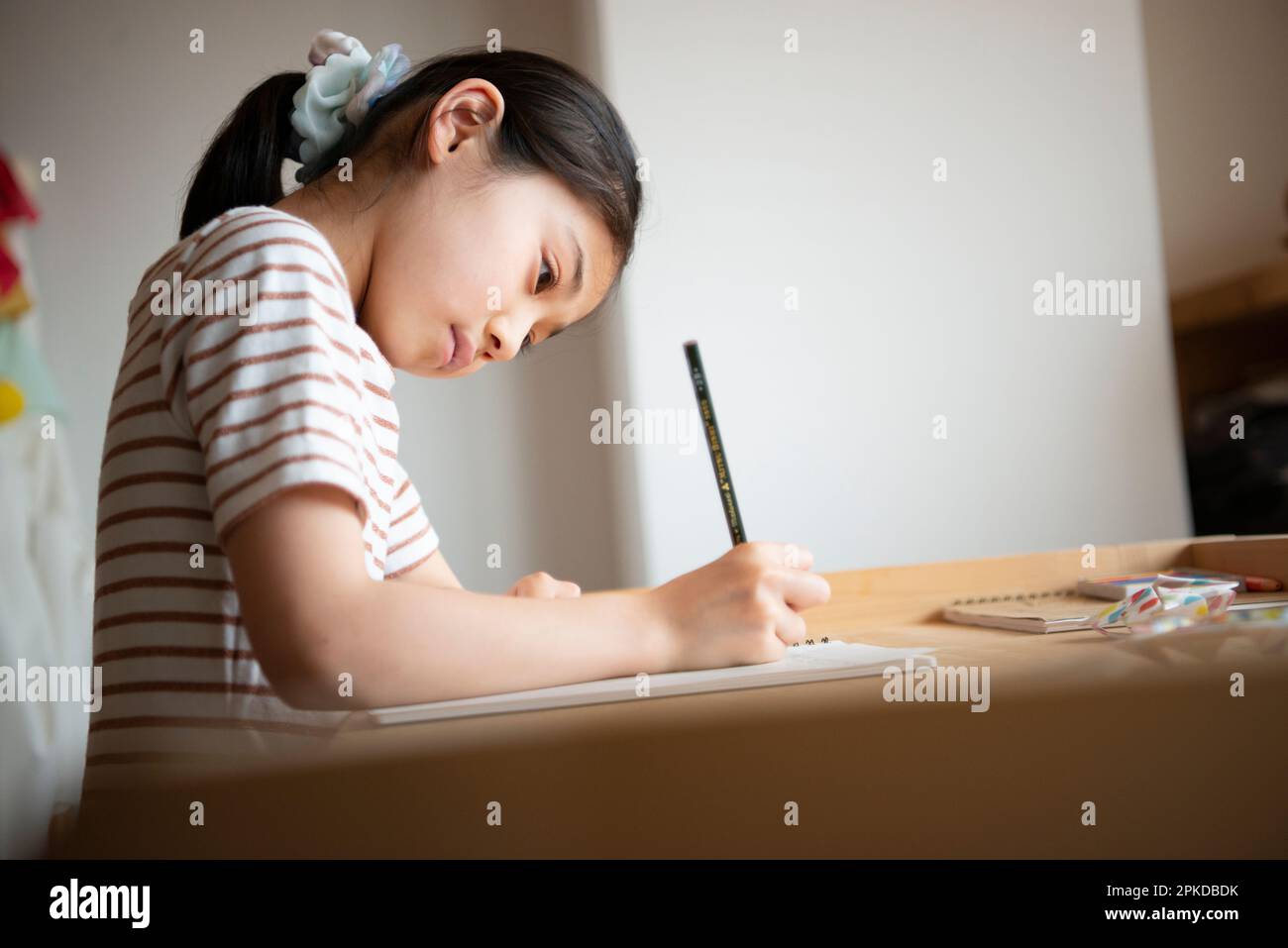 La ragazza lo studio a casa Foto Stock