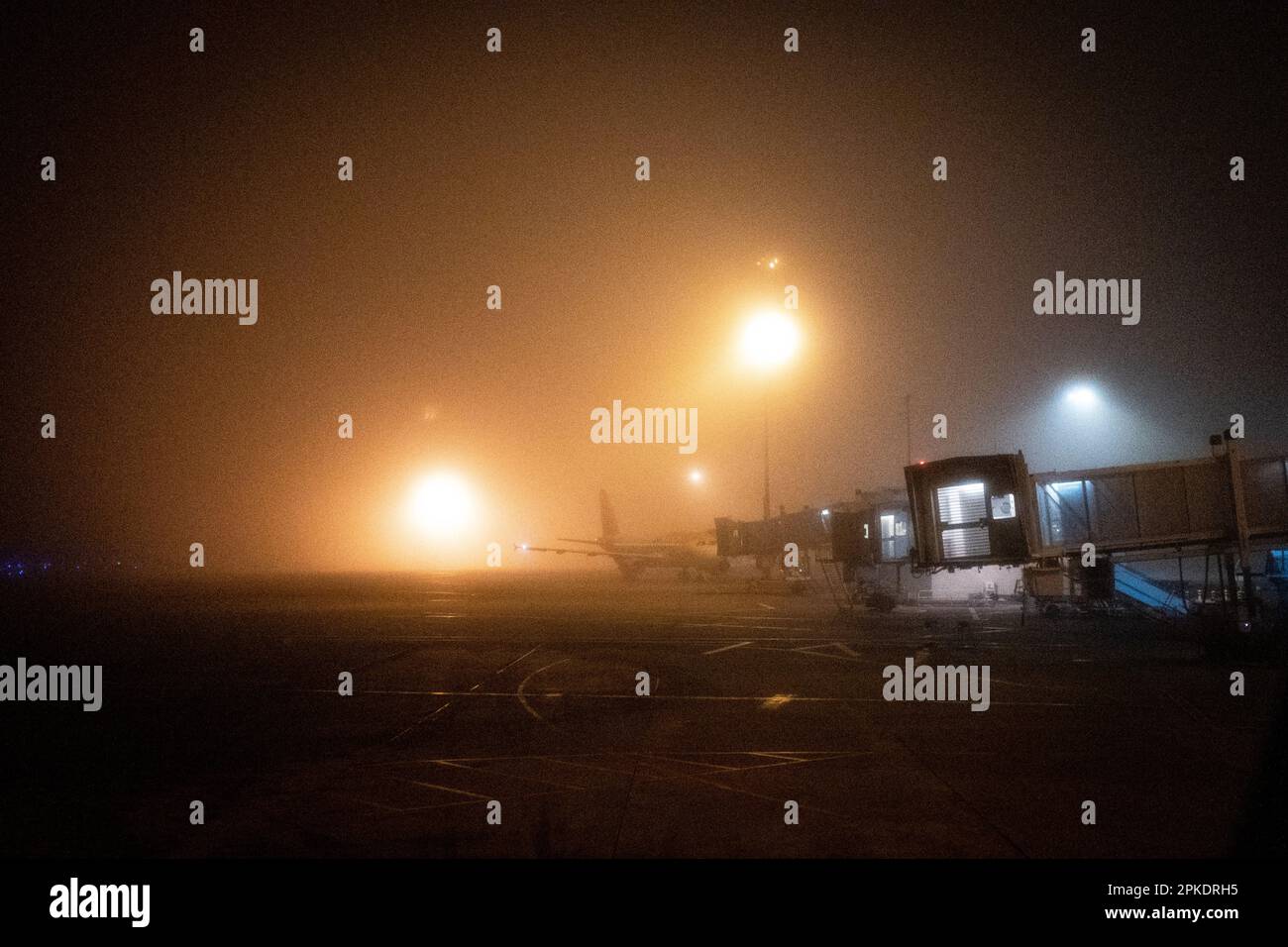 France, Occitania, Blagnac il 2022-01-27. Atterraggio di un aeromobile da un volo interno all'aeroporto di Toulouse Blagnac. Fotografia di Martin Bertrand. F Foto Stock