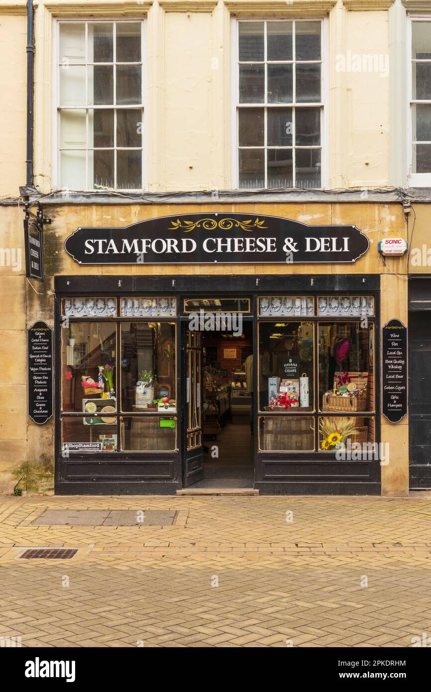 Stamford Cheese and Deli, un negozio indipendente su High Street Foto Stock