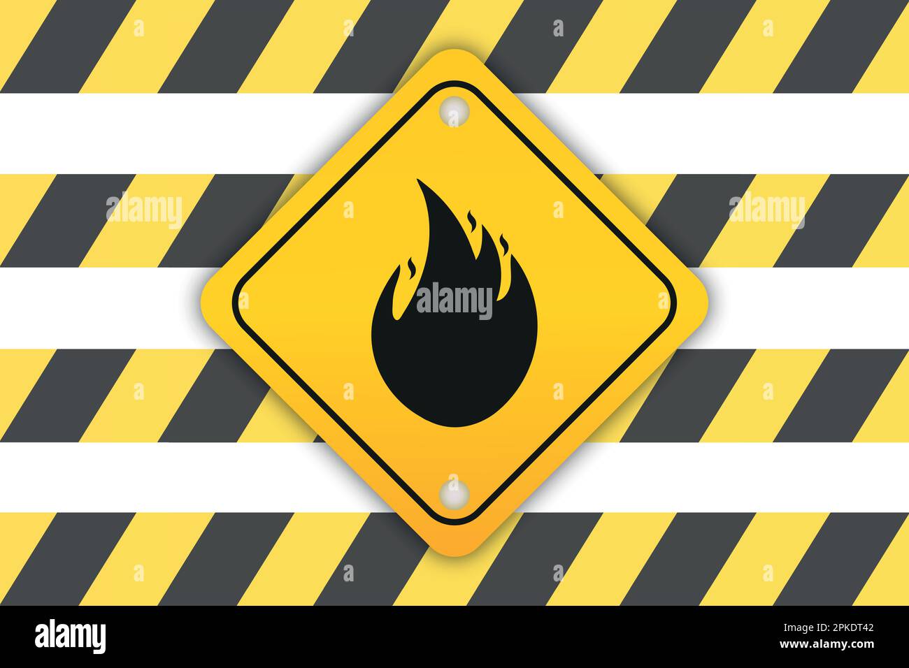 Simbolo di pericolo di incendio, illustrazione vettoriale piatta Illustrazione Vettoriale