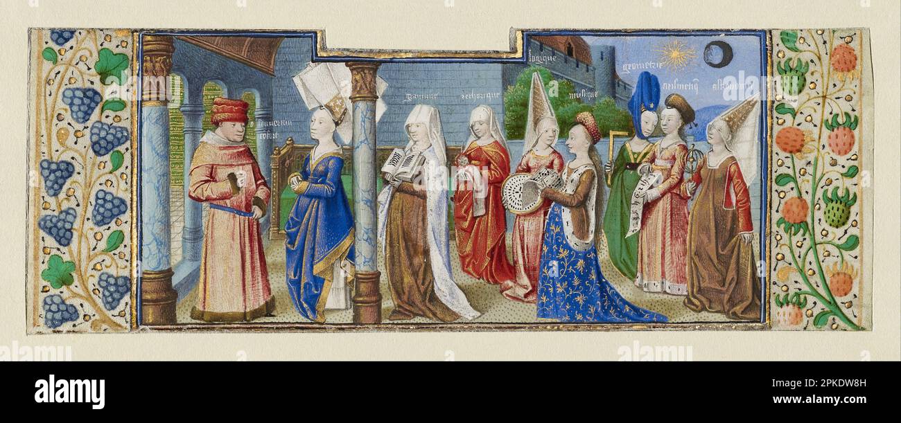 Filosofia presentare le sette Arti Libere a Boezio circa 1460 - 1470 da Coetivy Master Foto Stock