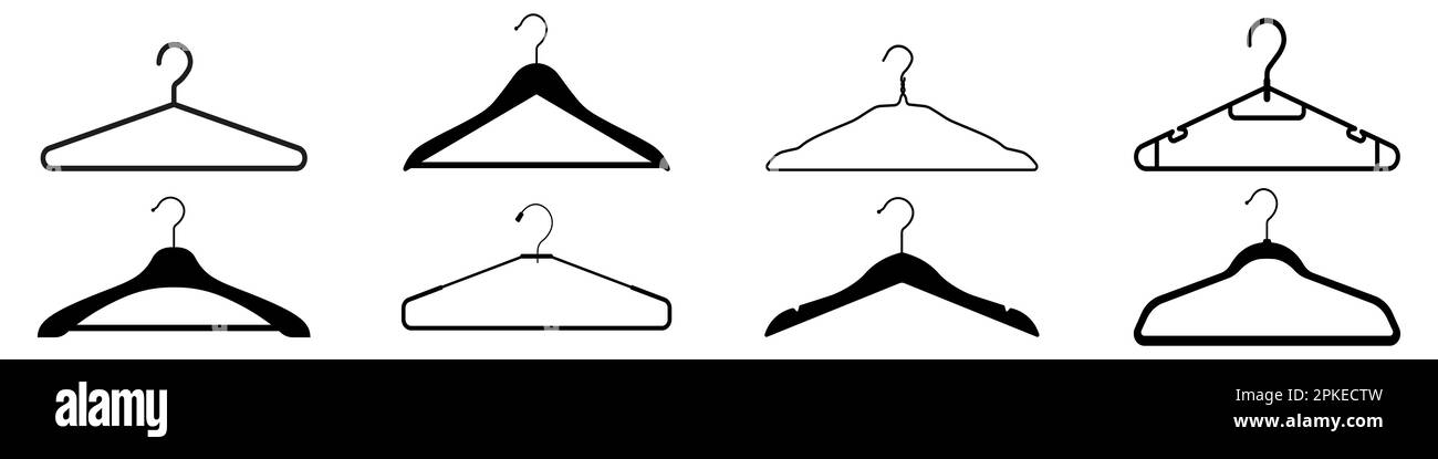 Set di simboli icona della silhouette appendiabiti Illustrazione Vettoriale