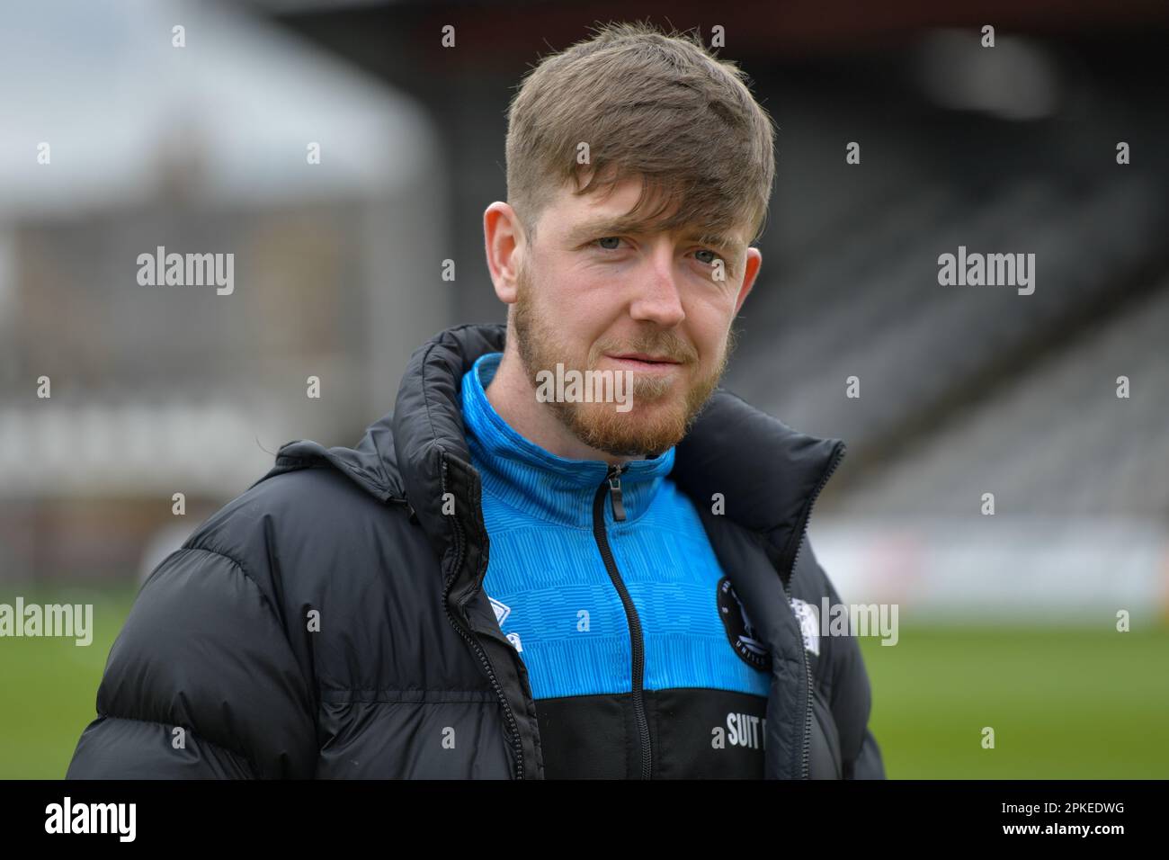 Cleethorpes, Regno Unito. 06th Apr, 2023. Tom Crawford di Hartlepool United durante la partita della Sky Bet League 2 tra Grimsby Town e Hartlepool United a Blundell Park, Cleethorpes venerdì 7th aprile 2023. (Foto: Scott Llewellyn | NOTIZIE MI) Credit: NOTIZIE MI & Sport /Alamy Live News Foto Stock