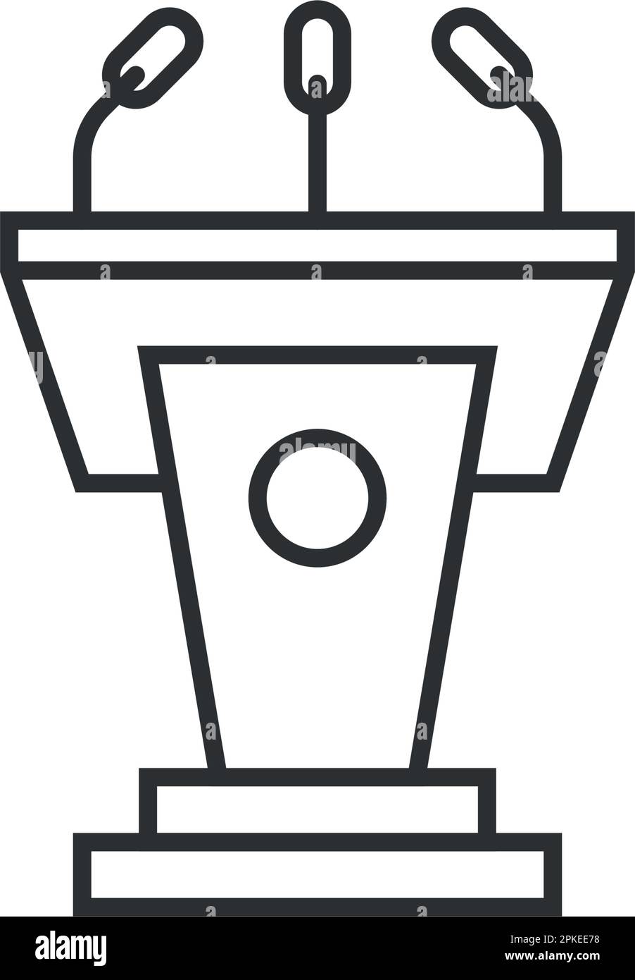 Icona altoparlante in stile piatto. Illustrazione vettoriale del podio della conferenza su sfondo isolato. Concetto di business del segno pubblico. Illustrazione Vettoriale