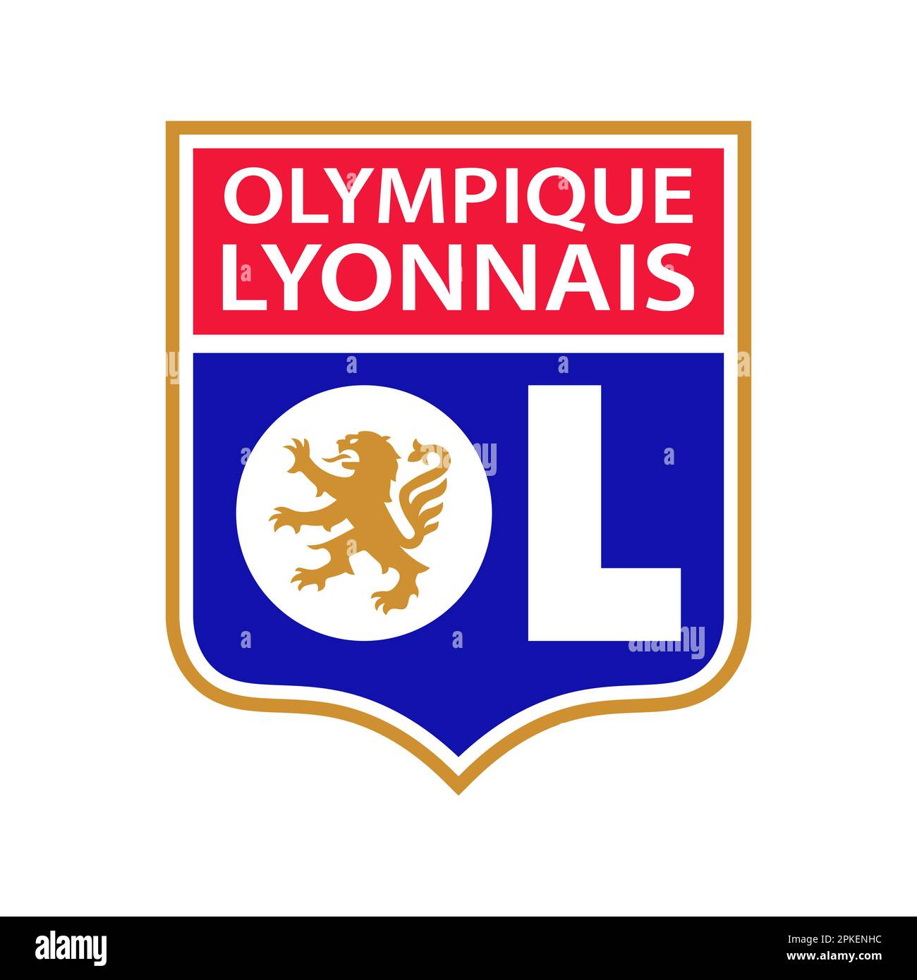 Vinnitsa, Ucraina - 14 dicembre 2022: Calcio. Icona con il logo del club del team FC Olympique Lyonnais. Illustrazione Vettoriale