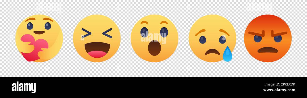 Vinnitsa, Ucraina - 20 dicembre 2022: Set di icone di Facebook emoji Smile . Illustrazione Vettoriale