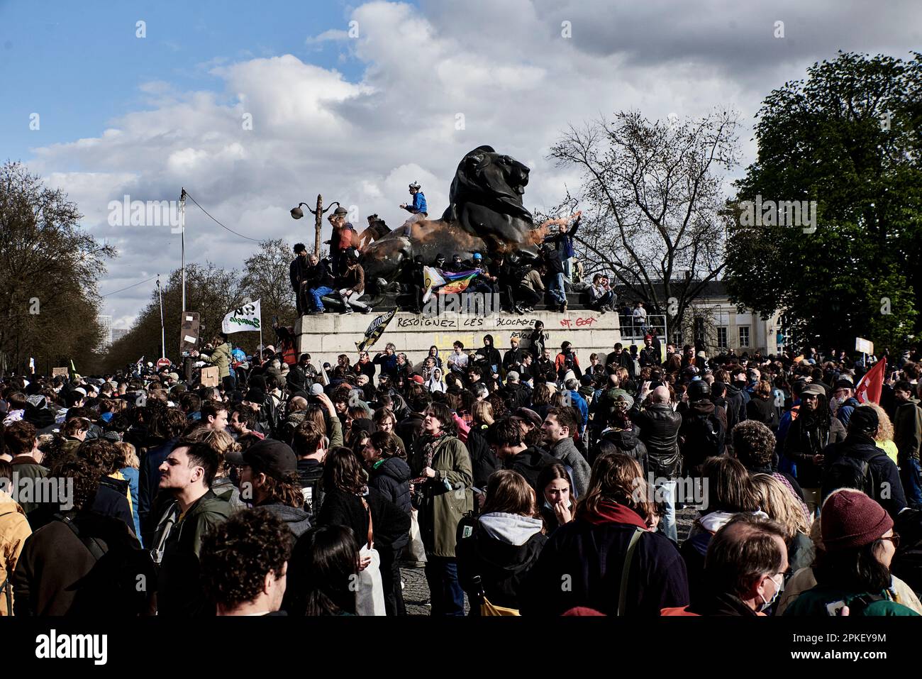 Antonin Burat / le Pictorium - protesta contro il disegno di legge sulla pensione a Parigi - 6 aprile 2023 - 6/4/2023 - Francia / Parigi / Parigi - protesta a Parigi, in occasione dell'undicesima giornata nazionale di azione contro il disegno di legge sulla pensione. Foto Stock