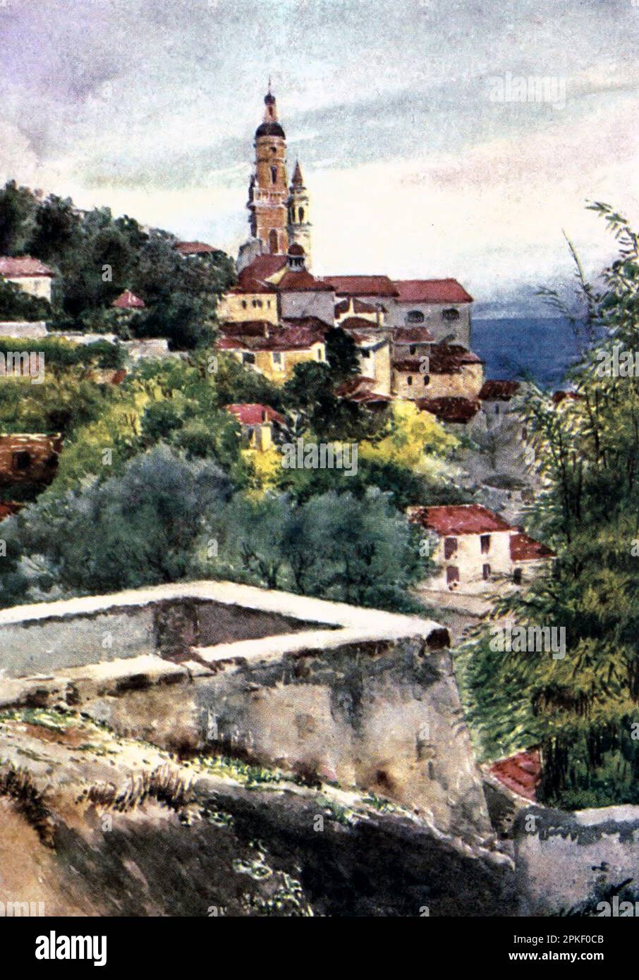 La Chiesa Vecchia, Mentone, Francia, circa 1905 Foto Stock