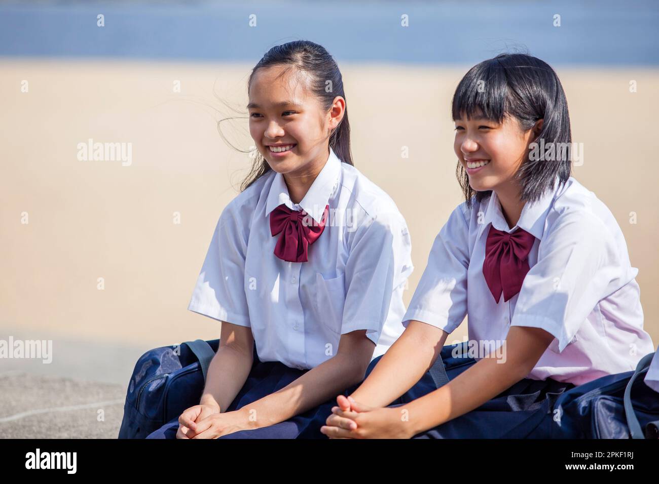Studenti delle scuole superiori in fila Foto Stock