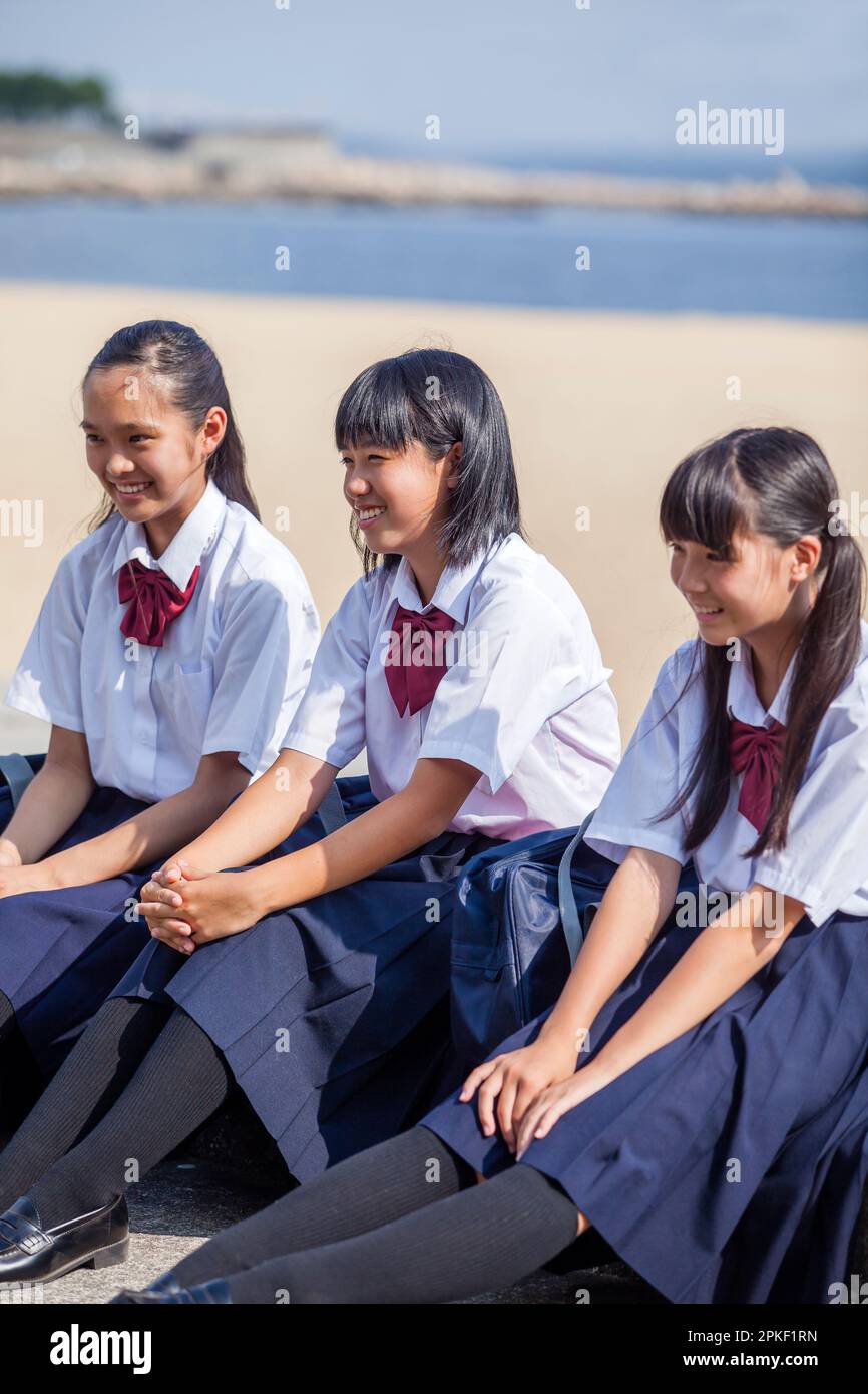 Studenti delle scuole superiori in fila Foto Stock