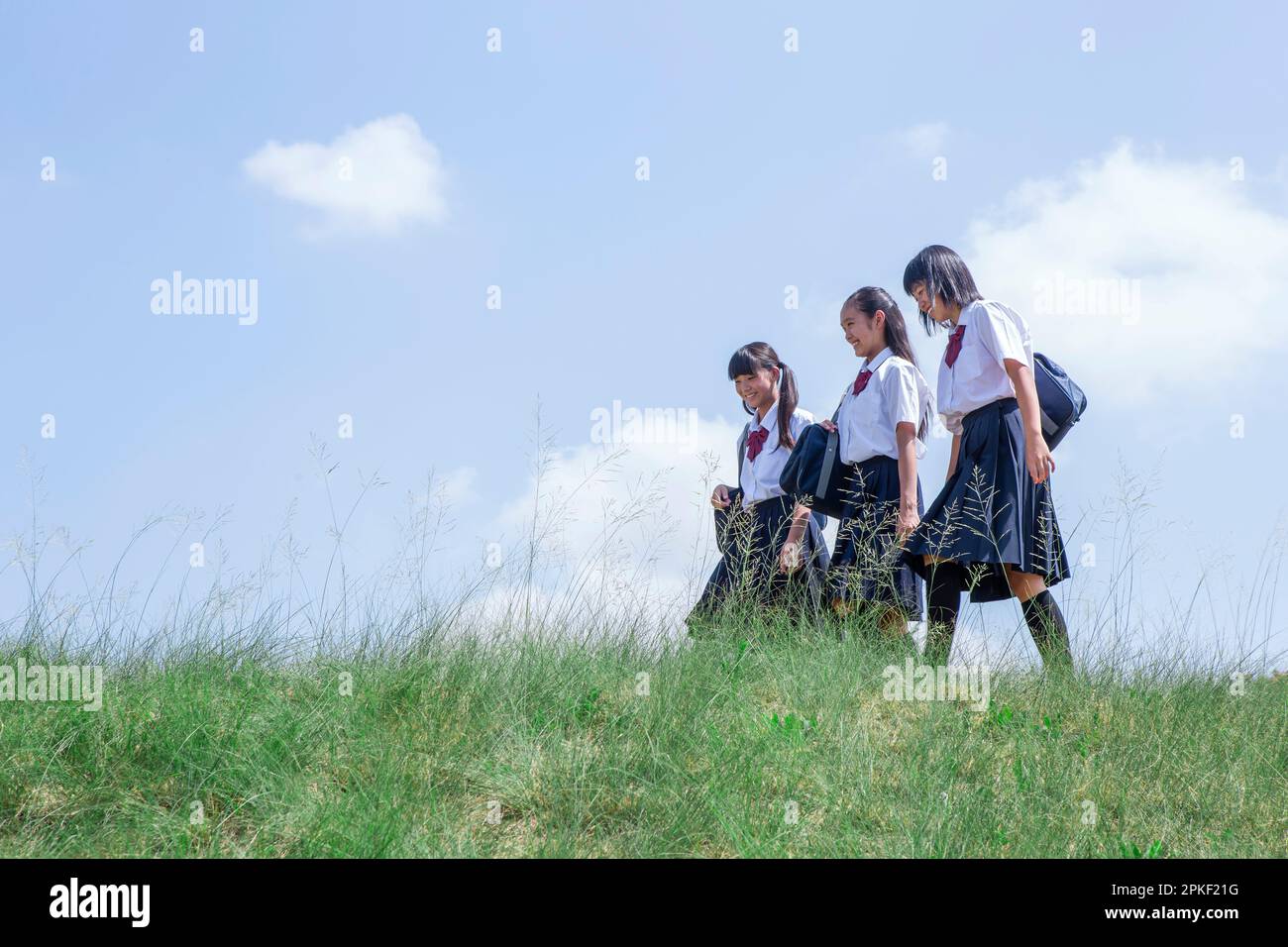 Studenti delle scuole superiori che camminano fianco a fianco Foto Stock