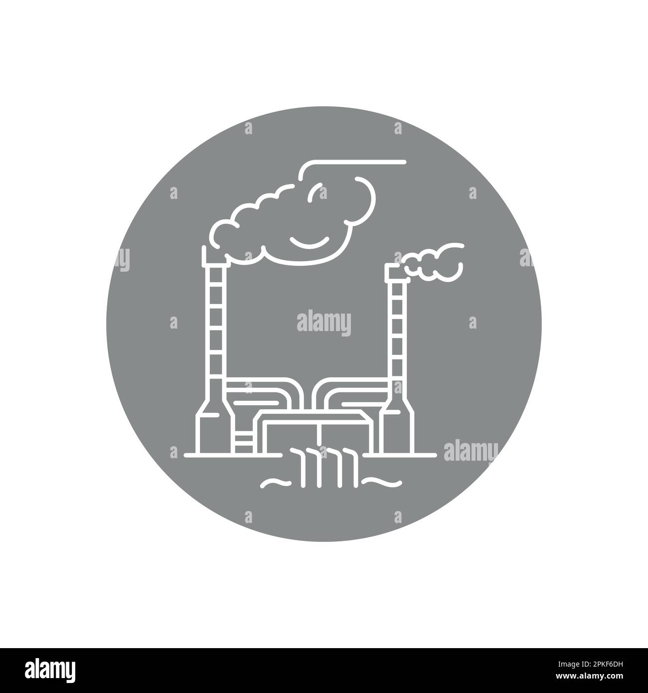 Icona della linea a colori della fabbrica geotermica. Pittogramma per pagina web, app mobile, promo. Illustrazione Vettoriale