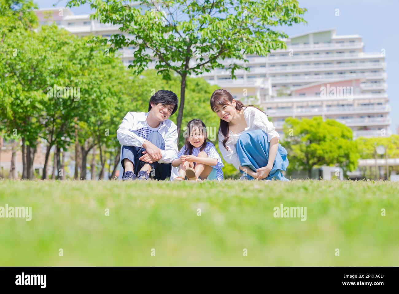 Famiglia in cerca di quatrefoil Foto Stock