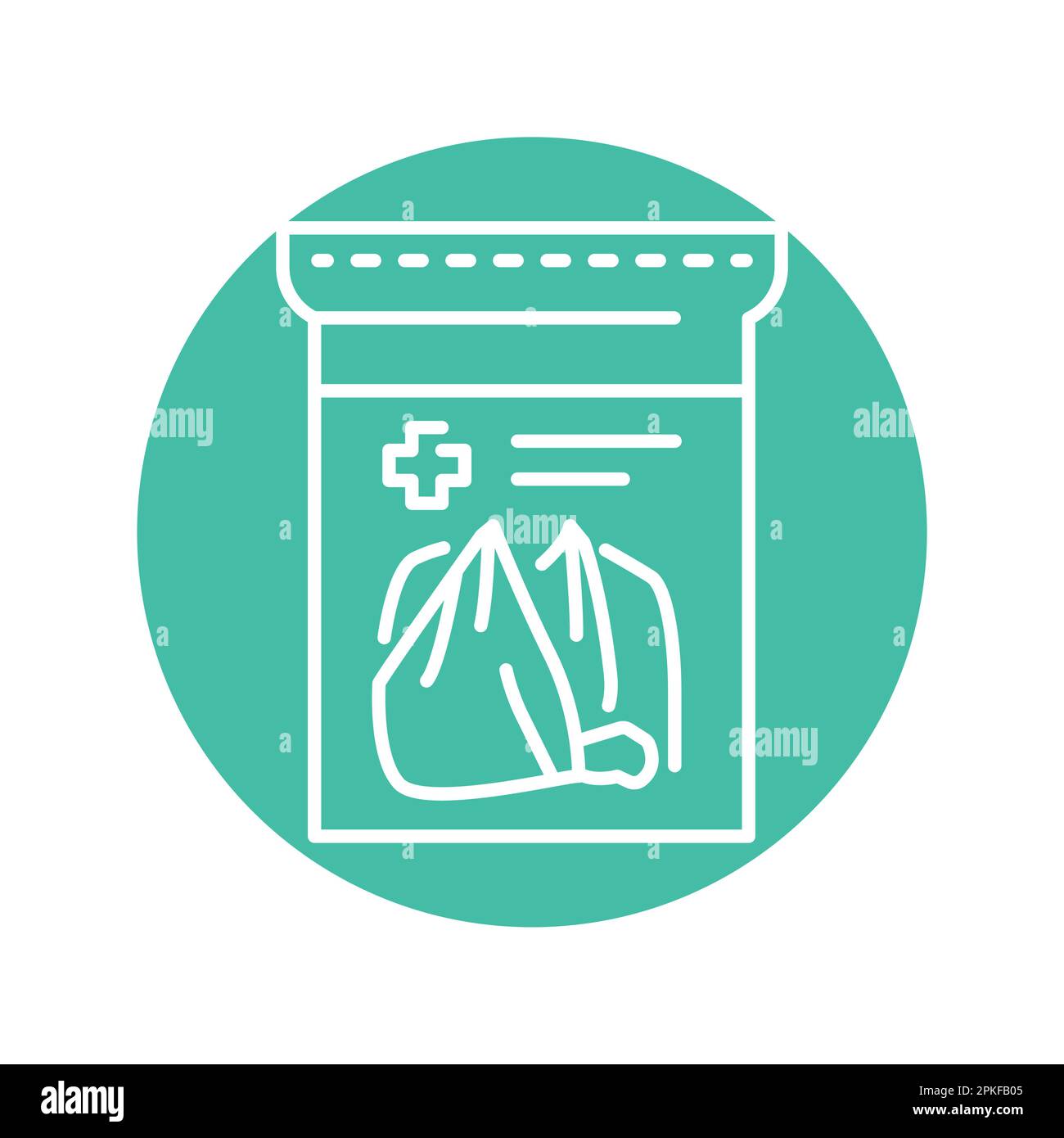 Icona a linee di colore a bendaggio triangolare. Pronto soccorso. Assistenza medica. Illustrazione Vettoriale