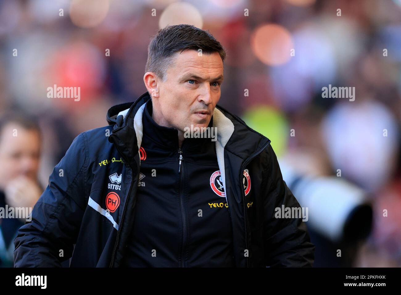 Sheffield, Regno Unito. 07th Apr, 2023. Paul Heckingbottom The Sheffield United Manager durante la partita del Campionato Sky Bet Sheffield United vs Wigan Athletic a Bramall Lane, Sheffield, Regno Unito, 7th aprile 2023 (Photo by Conor Molloy/News Images) a Sheffield, Regno Unito il 4/7/2023. (Foto di Conor Molloy/News Images/Sipa USA) Credit: Sipa USA/Alamy Live News Foto Stock