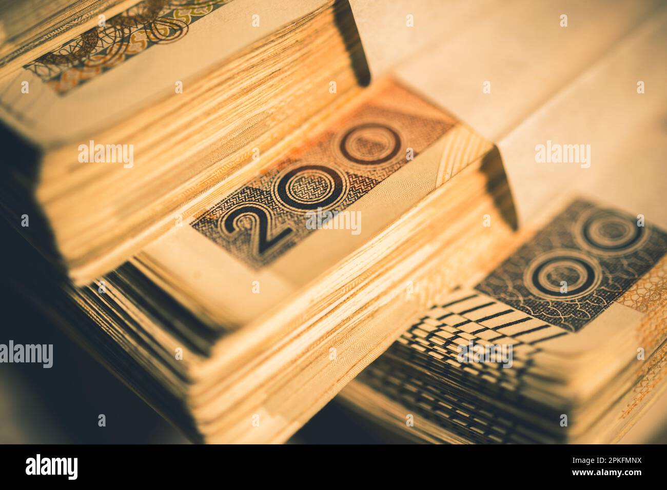 Repubblica di Polonia valuta. Duecento banconote polacche Zloty primo piano Foto Stock