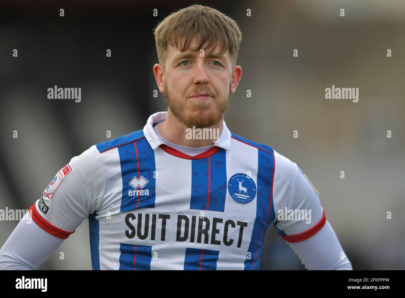 Cleethorpes, Regno Unito. 06th Apr, 2023. Tom Crawford di Hartlepool United durante la partita della Sky Bet League 2 tra Grimsby Town e Hartlepool United a Blundell Park, Cleethorpes venerdì 7th aprile 2023. (Foto: Scott Llewellyn | NOTIZIE MI) Credit: NOTIZIE MI & Sport /Alamy Live News Foto Stock