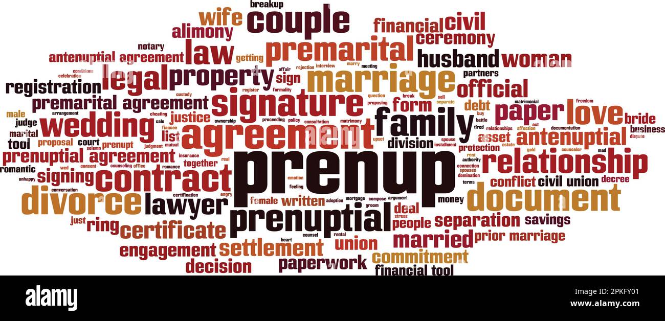Concetto Prenup word cloud. Collage fatto di parole su prenup. Illustrazione vettoriale Illustrazione Vettoriale