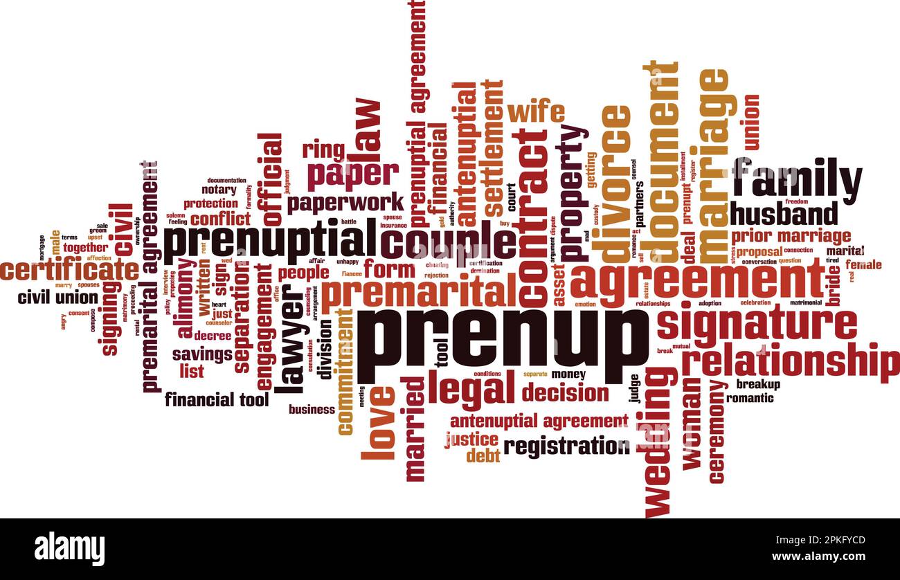 Concetto Prenup word cloud. Collage fatto di parole su prenup. Illustrazione vettoriale Illustrazione Vettoriale