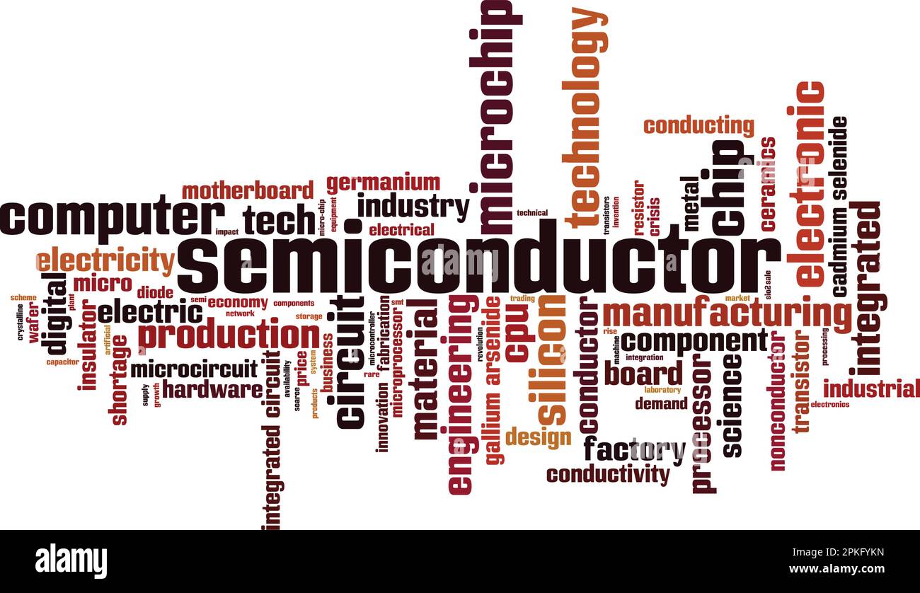 Concetto di cloud parola semiconduttore. Collage fatto di parole su semiconduttore. Illustrazione vettoriale Illustrazione Vettoriale