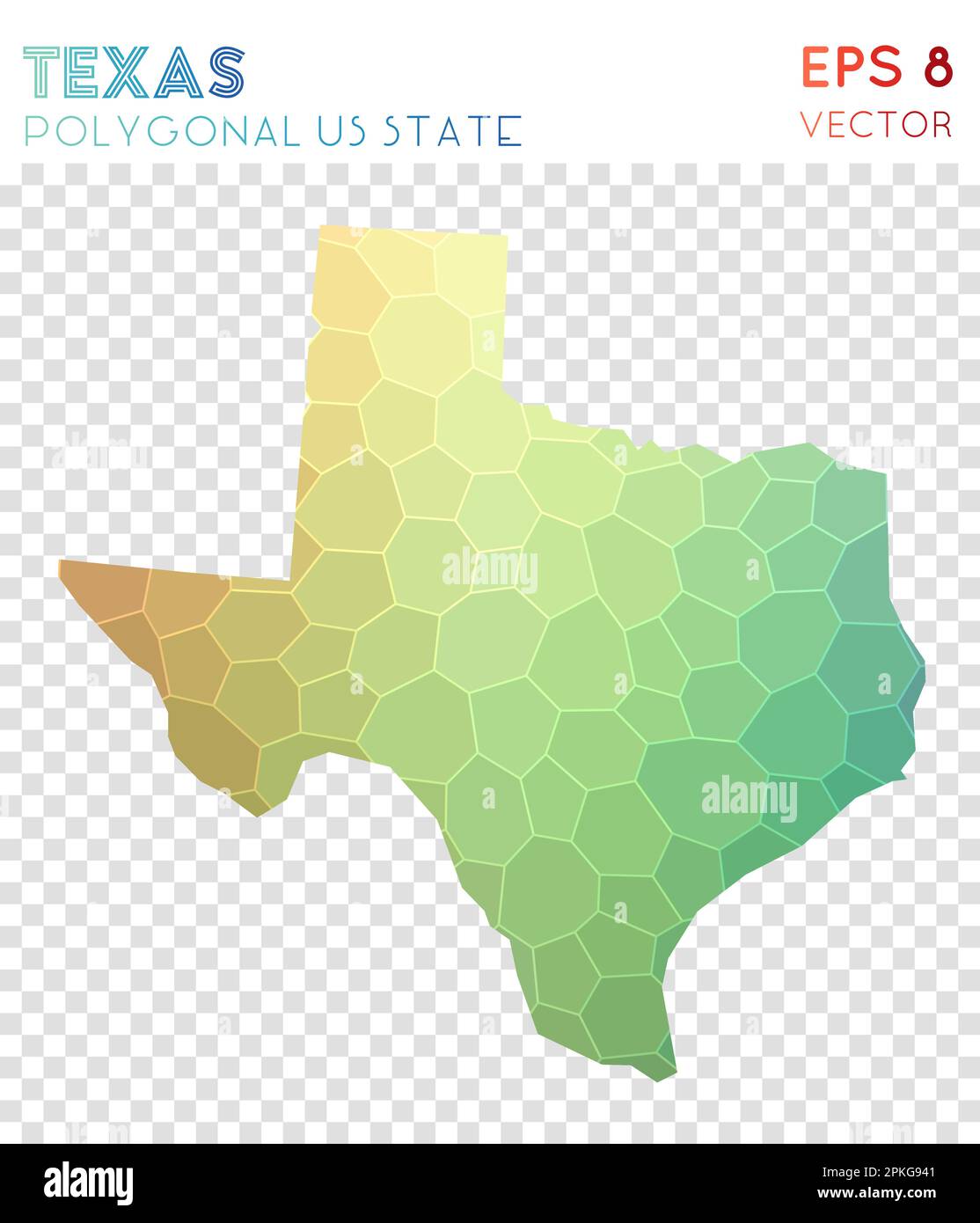 Mappa poligonale del Texas, in stile mosaico, stato degli Stati Uniti. Affascinante basso stile polifunzionale, design moderno. Mappa poligonale del Texas per infografiche o presentazioni. Illustrazione Vettoriale