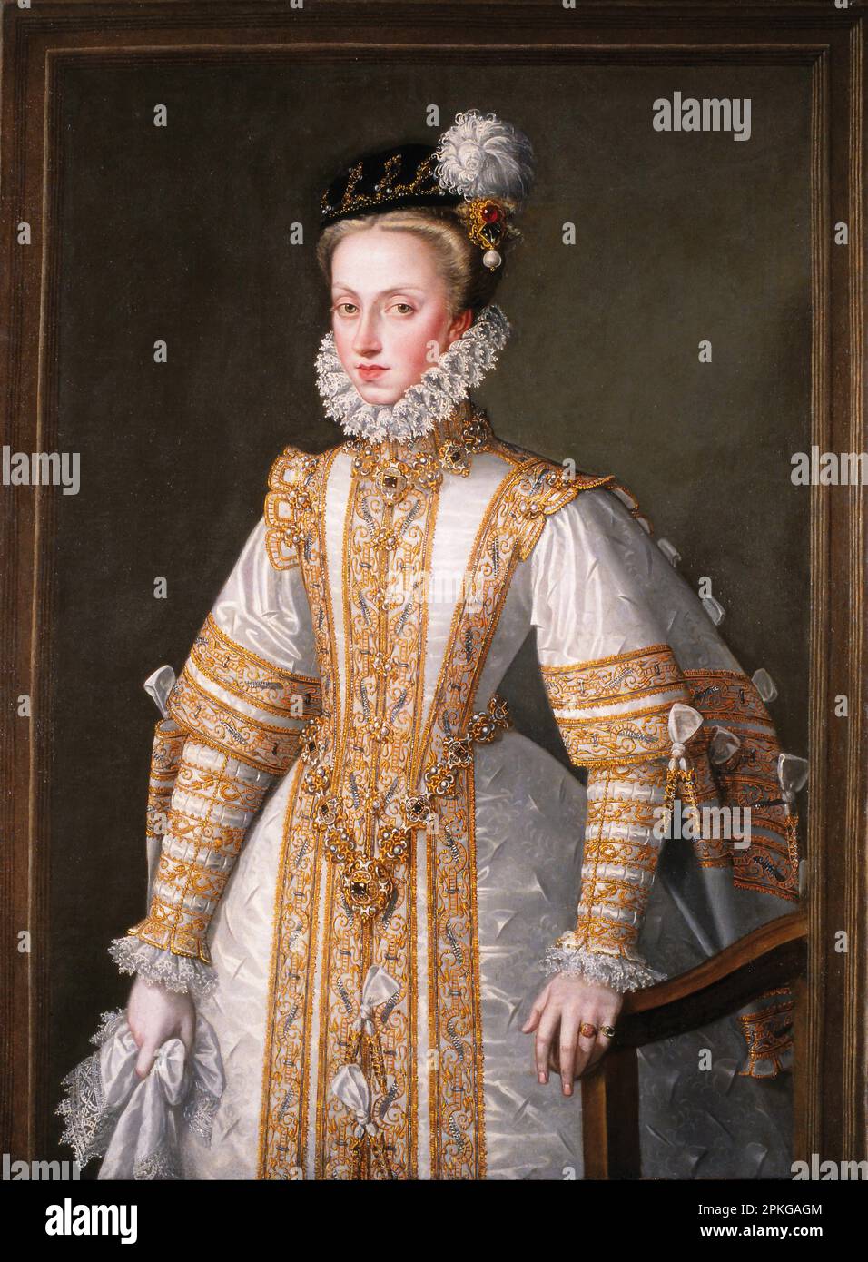 Ana de Austria, reina consorte de España circa 1571 di Alonso Sanchez Coello Foto Stock