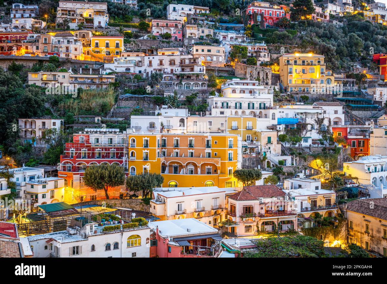 Amalfi, Italia primo piano al crepuscolo. Foto Stock