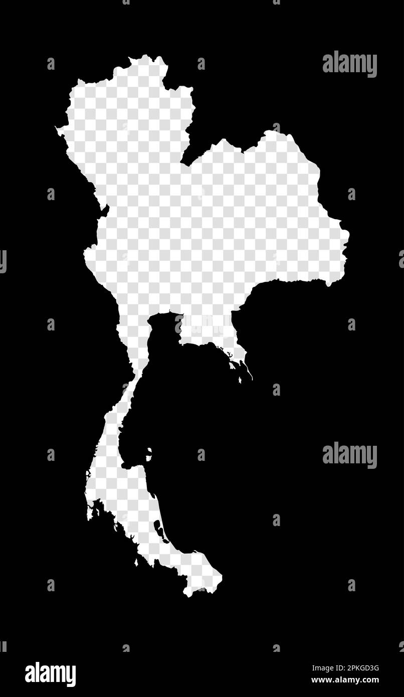 Mappa stencil della Thailandia. Semplice e minimale mappa trasparente della Thailandia. Rettangolo nero con forma tagliata del paese. Impressionante illustrazione vettoriale. Illustrazione Vettoriale