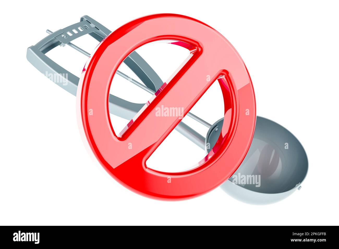 Paletta gelato con simbolo proibito, 3D rendering isolato su sfondo bianco Foto Stock