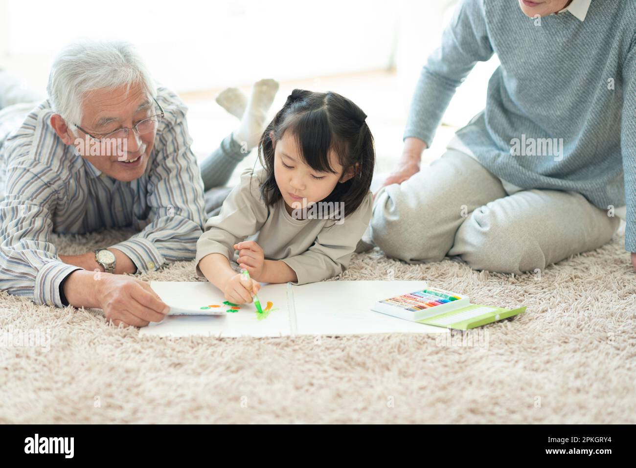 Nonni e nipoti disegno Foto Stock