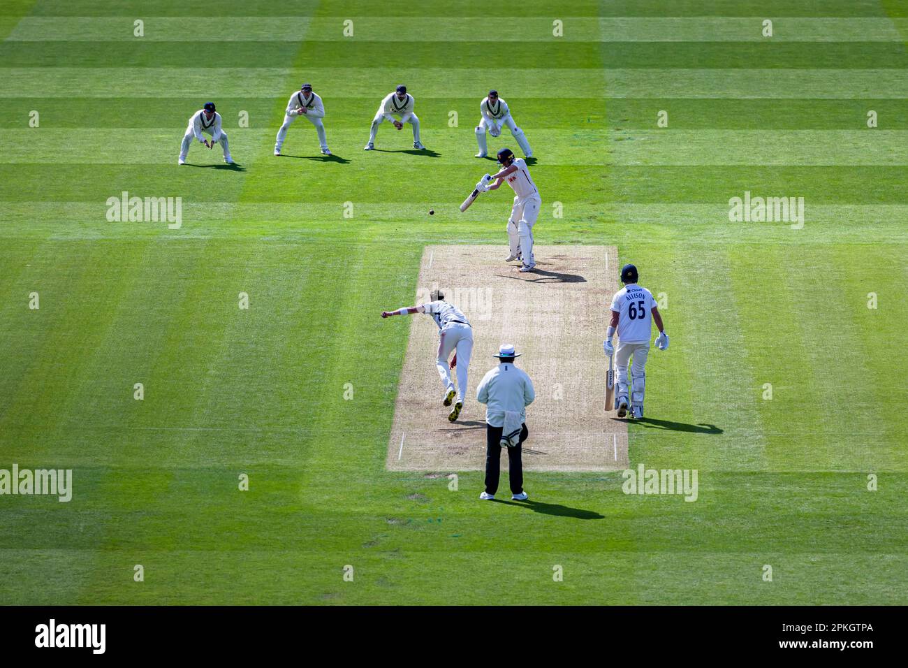 LONDRA, REGNO UNITO. 07 aprile 2023. Una panoramica del campo da cricket durante LV=Insurance County Championship Middlesex v Essex al campo da cricket Lord venerdì 07 aprile 2023 a LONDRA, INGHILTERRA. Credit: Taka Wu/Alamy Live News Foto Stock