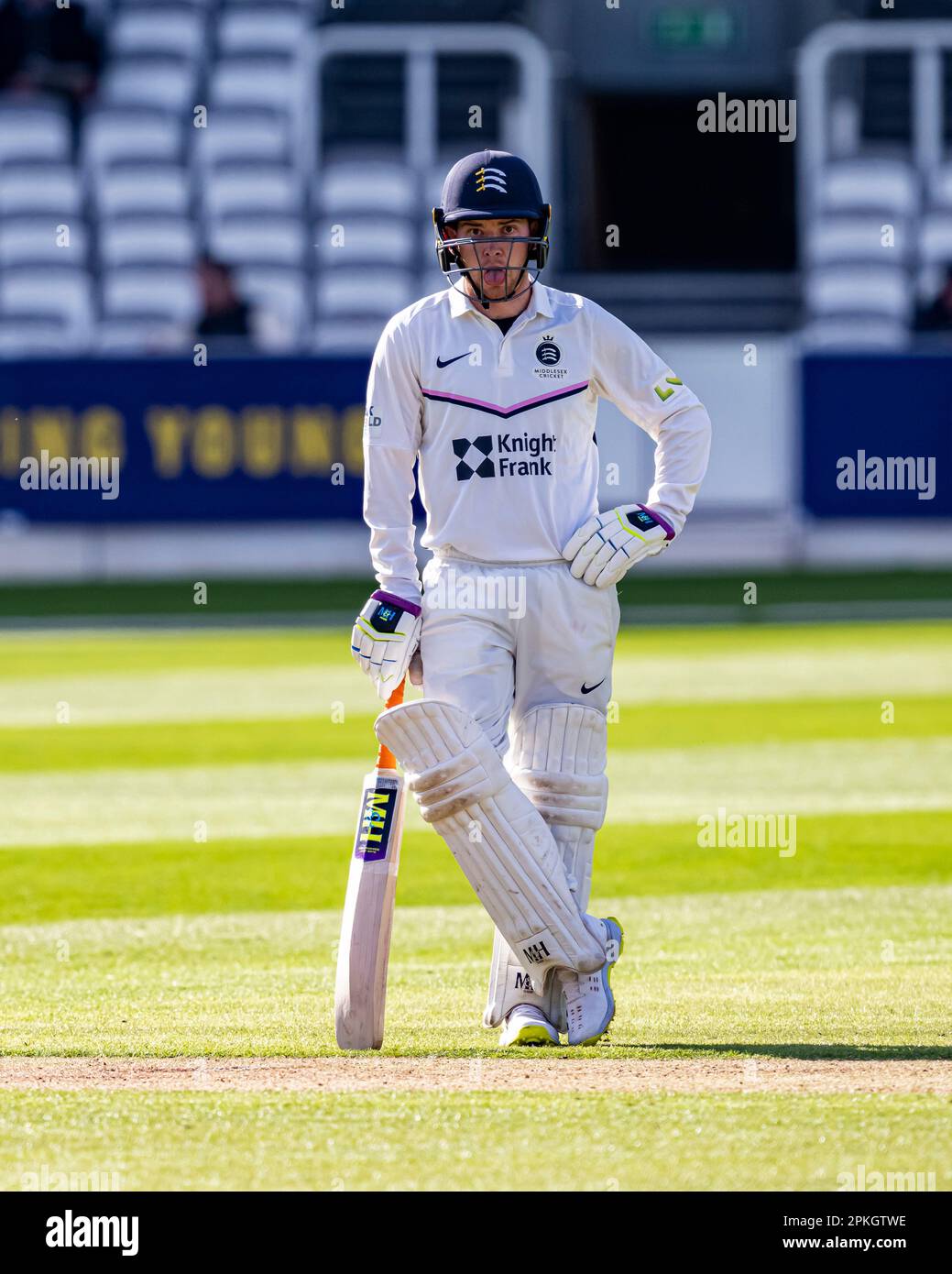LONDRA, REGNO UNITO. 07 aprile 2023. Higgins di Middlesex durante LV=Insurance County Championship Middlesex v Essex al Lord's Cricket Ground venerdì 07 aprile 2023 a LONDRA INGHILTERRA. Credit: Taka Wu/Alamy Live News Foto Stock