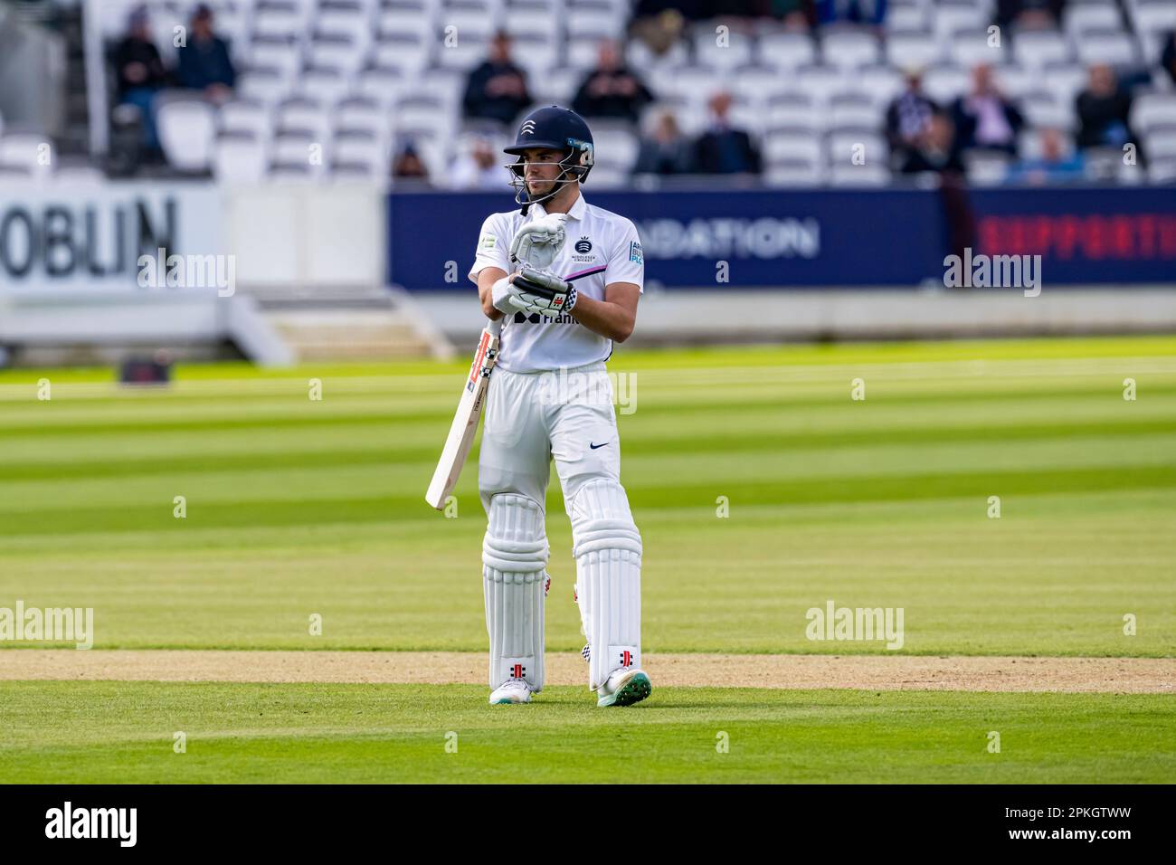 LONDRA, REGNO UNITO. 07 aprile 2023. Max Holden di Middlesex durante LV=Insurance County Championship Middlesex v Essex al Lord's Cricket Ground venerdì 07 aprile 2023 a LONDRA INGHILTERRA. Credit: Taka Wu/Alamy Live News Foto Stock