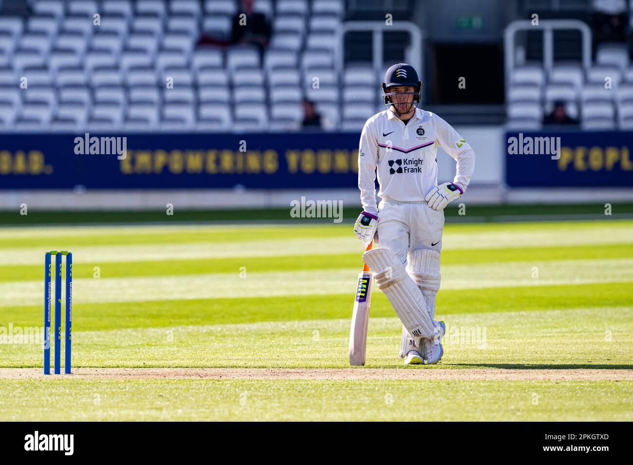 LONDRA, REGNO UNITO. 07 aprile 2023. Higgins di Middlesex durante LV=Insurance County Championship Middlesex v Essex al Lord's Cricket Ground venerdì 07 aprile 2023 a LONDRA INGHILTERRA. Credit: Taka Wu/Alamy Live News Foto Stock