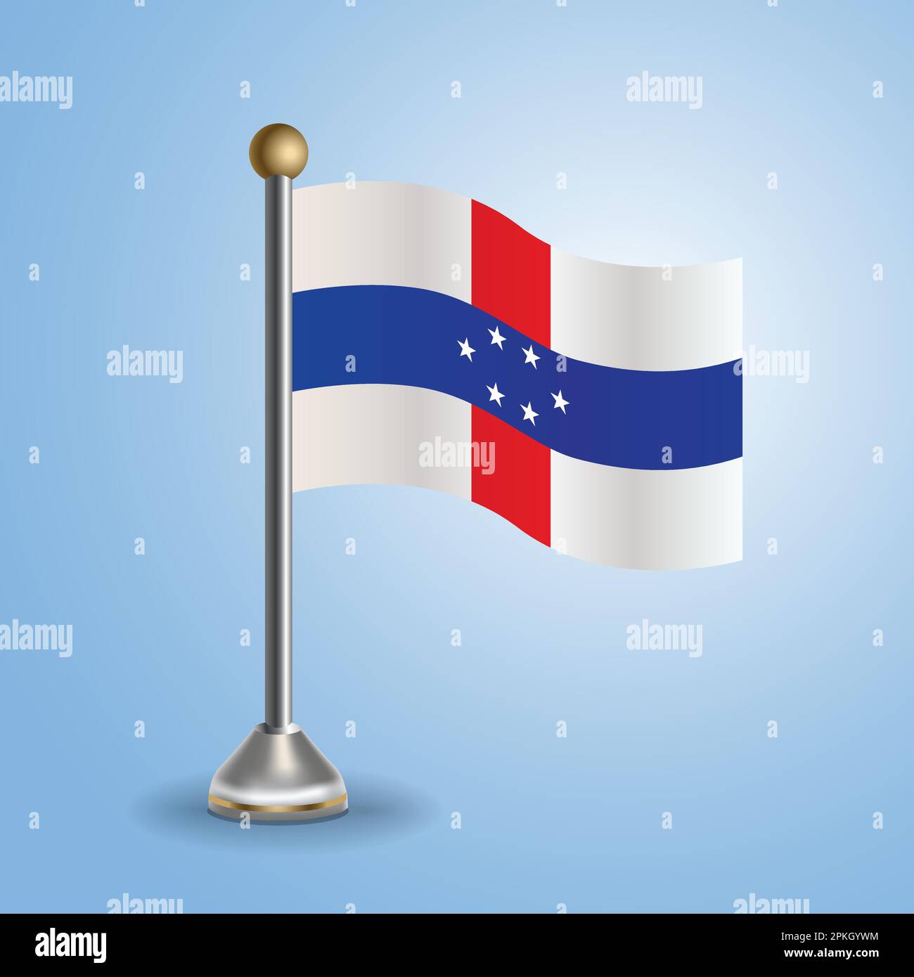 Tabella di stato bandiera delle Antille olandesi. Simbolo nazionale, illustrazione vettoriale Illustrazione Vettoriale