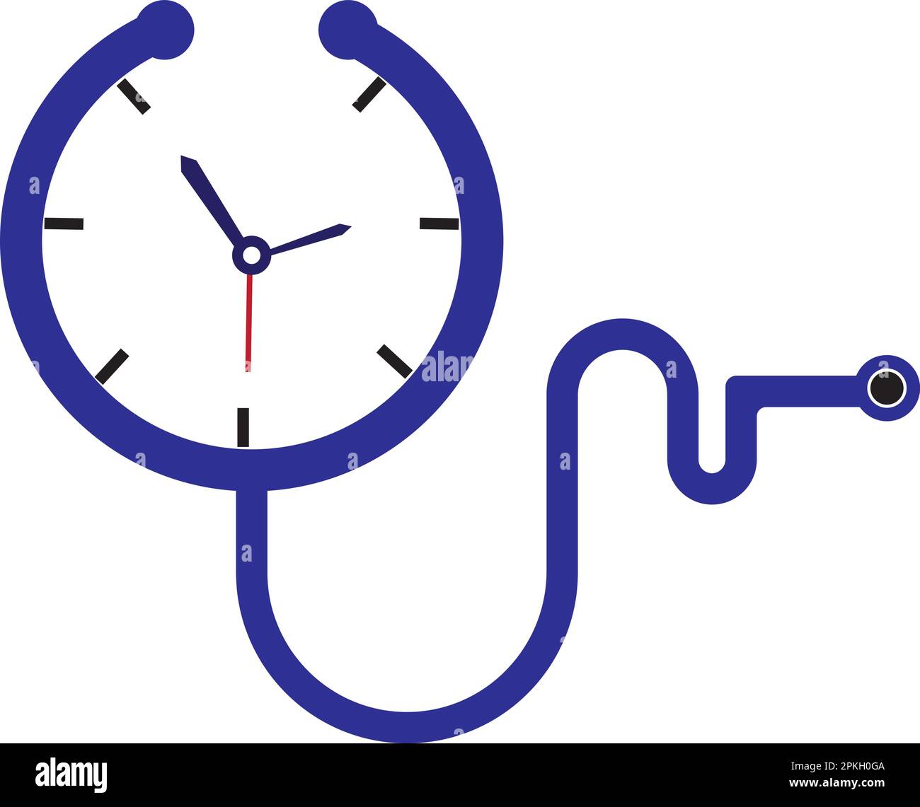 Modello del logo del vettore temporale medico. Questo modello utilizza il simbolo dello stetoscopio. Illustrazione Vettoriale