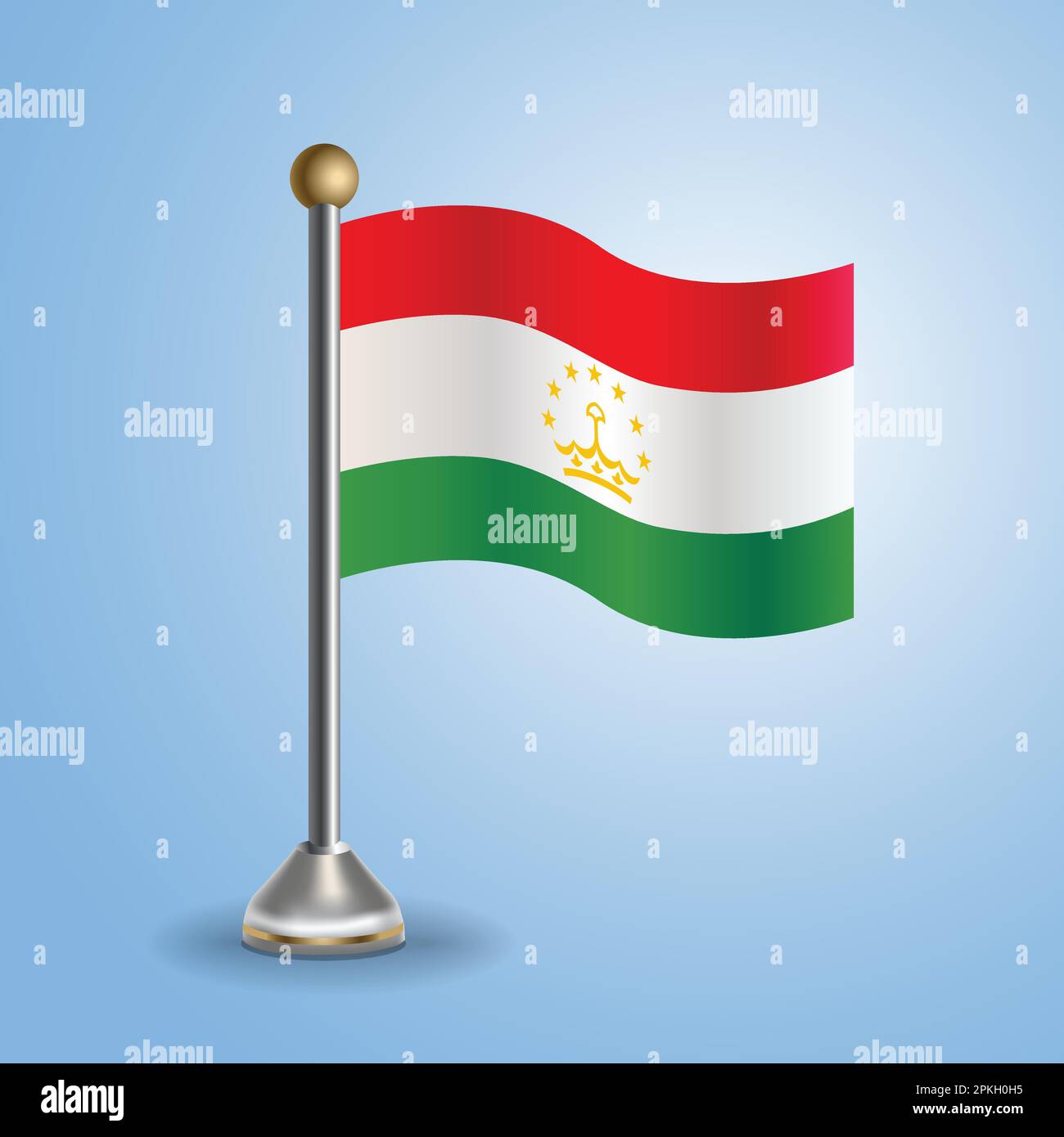 Tabella di stato bandiera del Tagikistan. Simbolo nazionale, illustrazione vettoriale Illustrazione Vettoriale