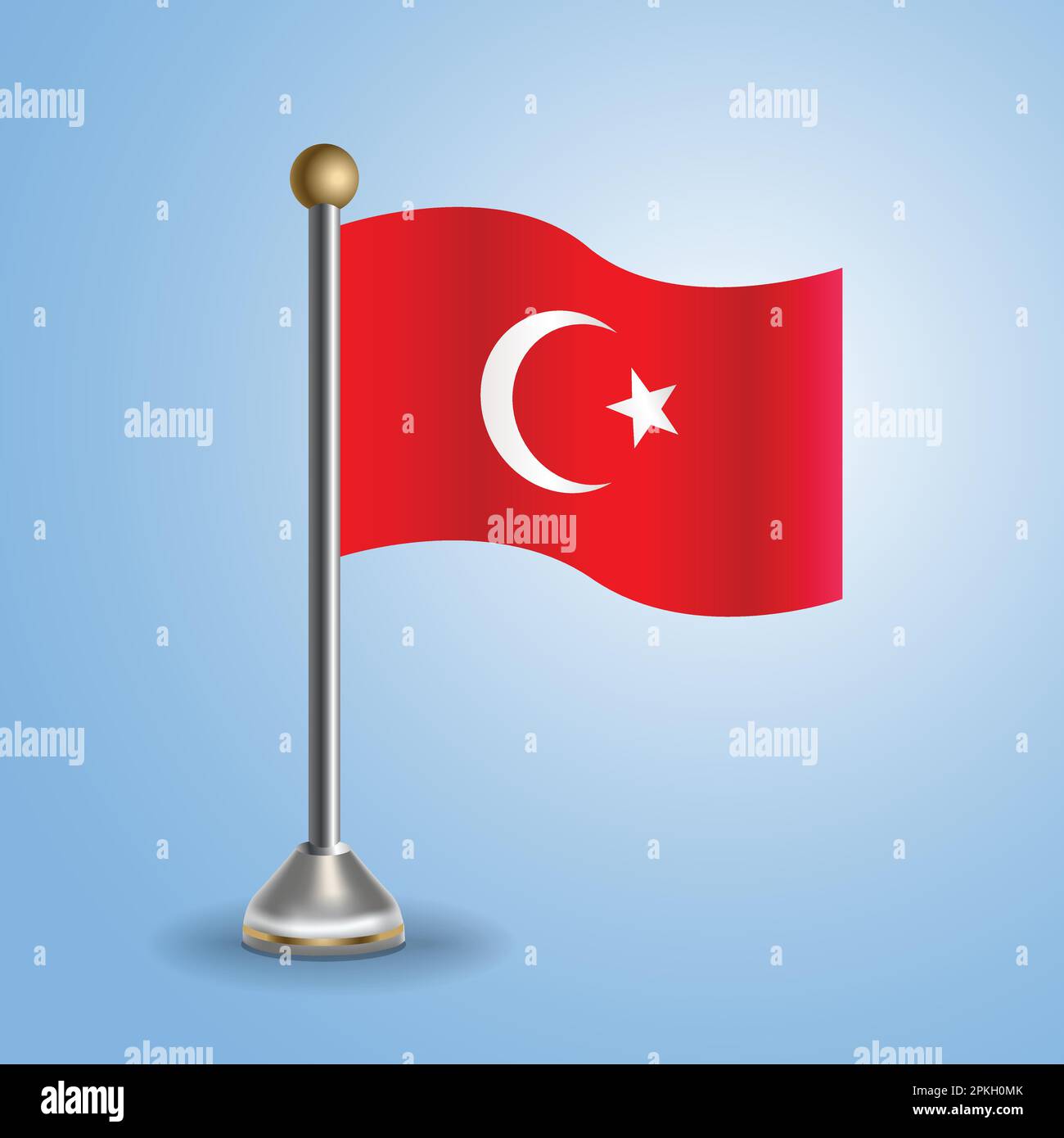 Tabella di stato bandiera della Turchia. Simbolo nazionale, illustrazione vettoriale Illustrazione Vettoriale