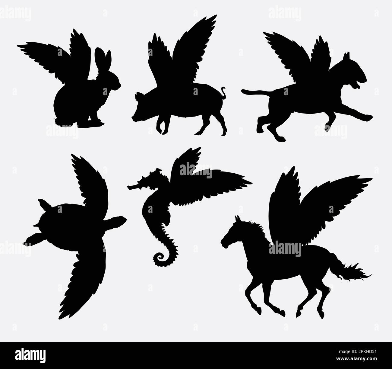 Animale con silhouette a ali Illustrazione Vettoriale