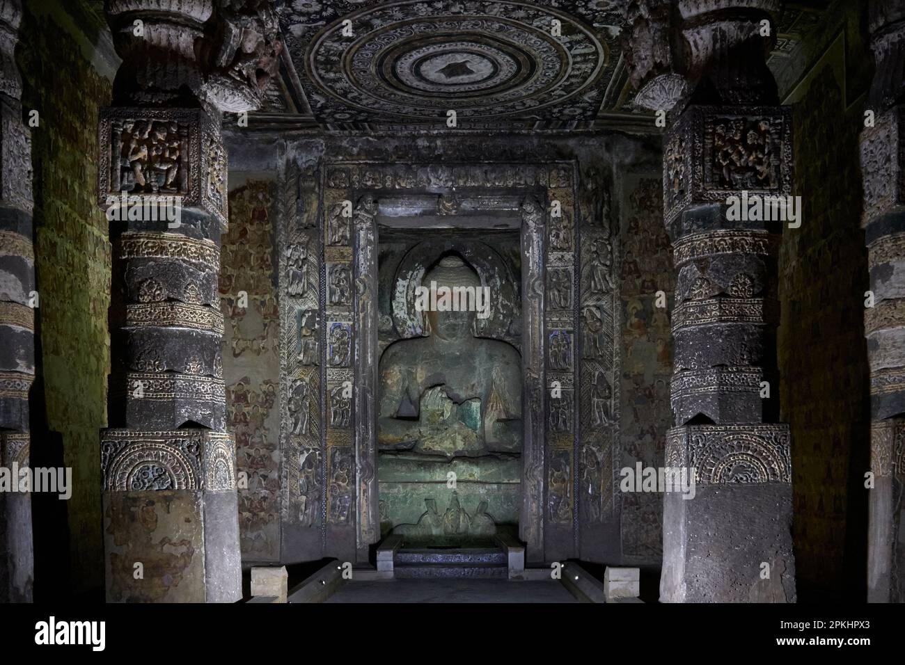 Le grotte Ajanta patrimonio mondiale India. Foto Stock