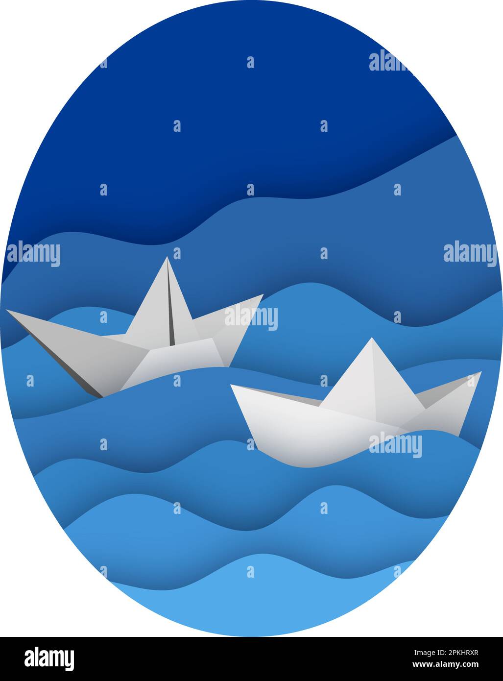 Spedizione di carta su onde, sfondo, cartolina, invito, per la stampa. Nello stile di pipercut Illustrazione Vettoriale