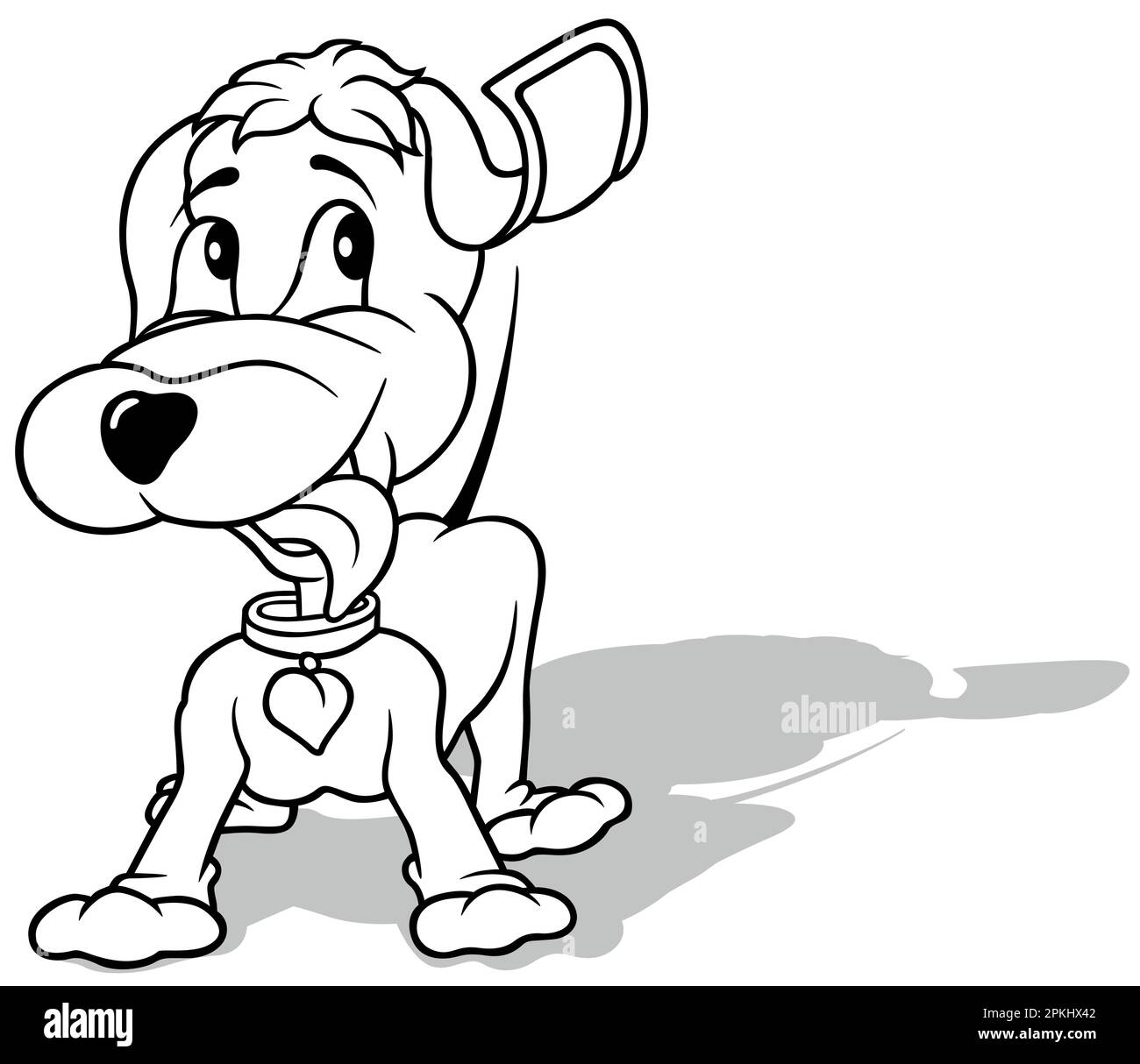 Disegno di un Doggy carino in piedi con lingua fuori Illustrazione Vettoriale