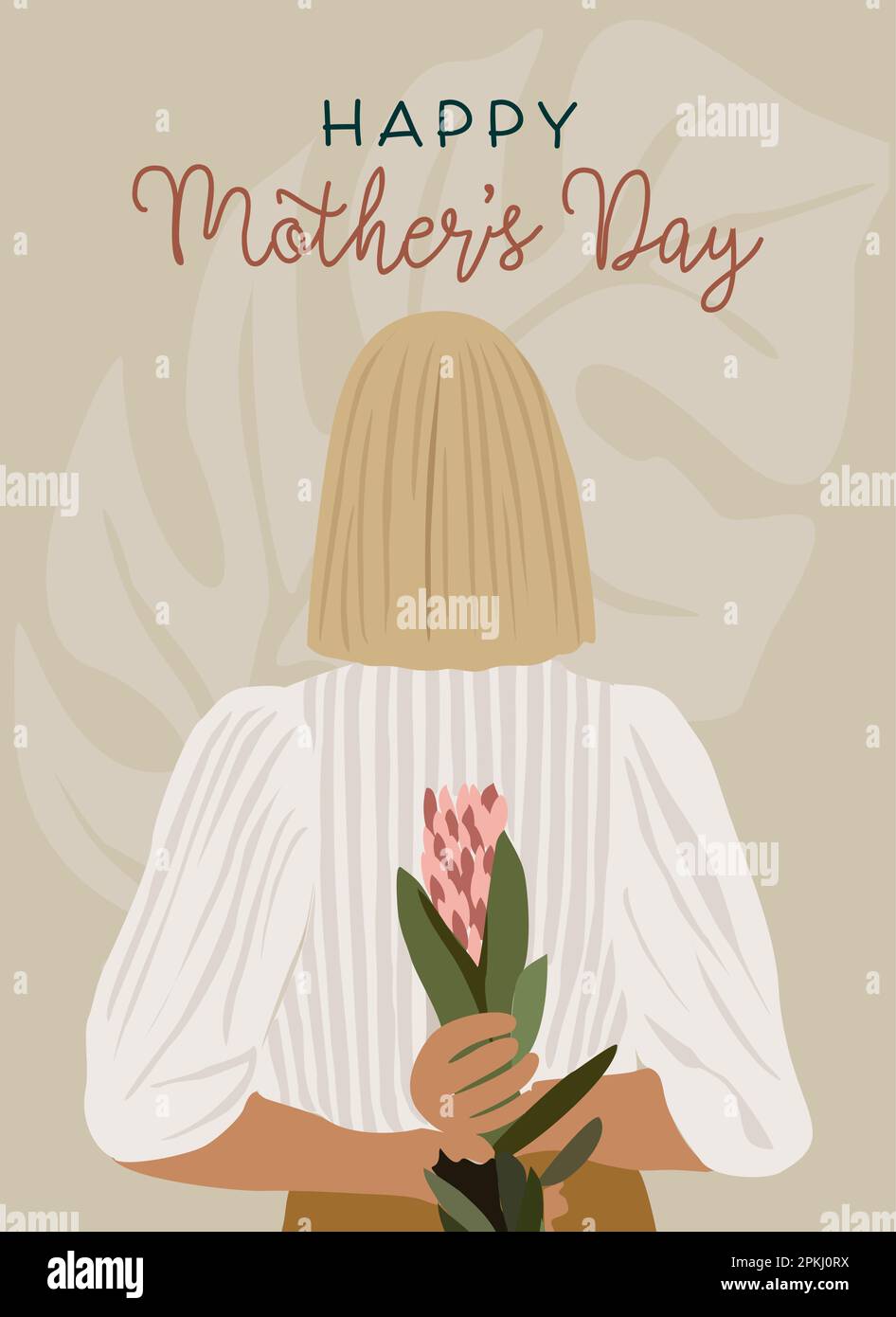 Modello vettoriale biglietto di auguri per la festa della mamma. Illustrazione Vettoriale