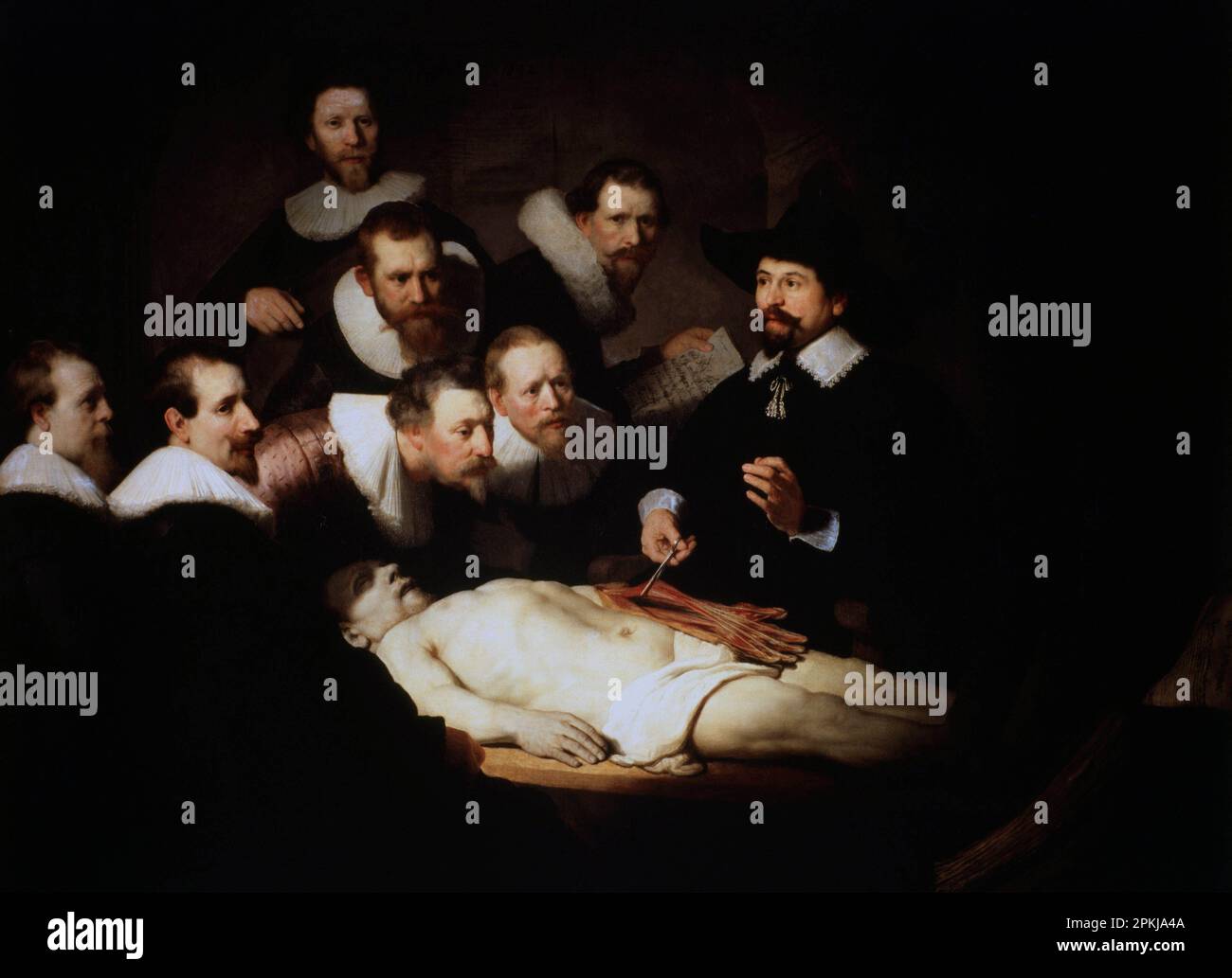 REMBRANDT. HARMENSZOOM VAN RIJN. PINTOR HOLANDES . 1606 - 1669. PINTOR HOLANDES. ' LECCION DE ANATOMIA ' 1632. LA LECCION DE ANATOMIA DEL PROFESOR NICOLAES TULP (1593-1674 ). Foto Stock