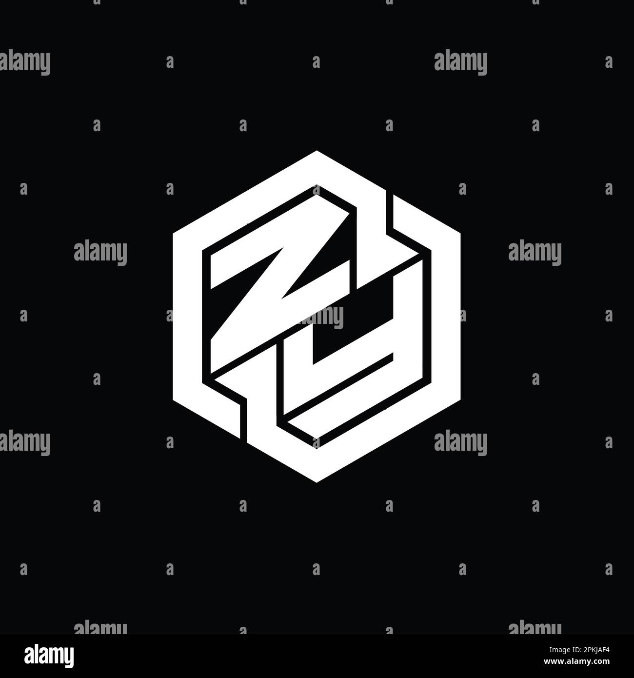 ZY Logo Monogram gioco con modello di forma geometrica esagonale Foto Stock